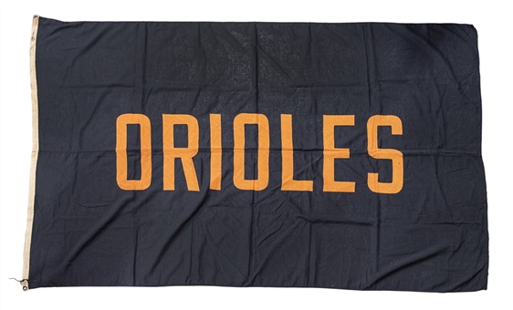 Circa 1950-60s Oversized 98 x 28 Canvas Baltimore Orioles Pennant Flag that Hung in Yankee Stadium (Michael Family LOA)